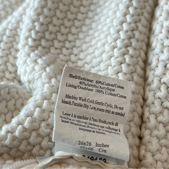 Pottery Barn Cream Needle Waffle Weave Pillow Covers (2) 26x26” - Picture 12 of 12